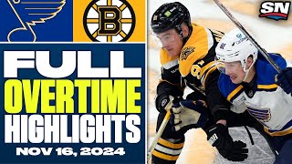 St Louis Blues at Boston Bruins  FULL Overtime Highlights  November 16 2024 [upl. by Blayne]