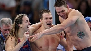 USA mixed 4x100M medley relay team breaks world record to win gold at Olympics [upl. by Alleusnoc]