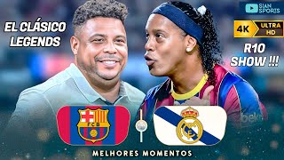 REENCONTRO DAS LENDAS DE REAL E BARÇA NO ÉL CLÁSSICO TEVE GOL E SHOW DE RONALDINHO GAÚCHO NA PARTIDA [upl. by Birdt]