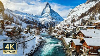 Zermatt Switzerland 🇨🇭 4K Matterhorn View and Village Winter Walking Tour [upl. by Eadas]