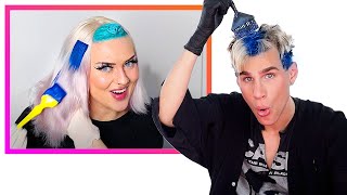 Hairdresser Reacts To People Coloring Their Hair Blue While Coloring My Hair Blue [upl. by Larianna]