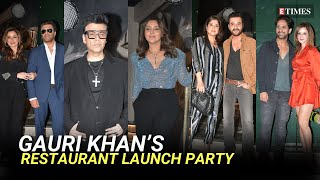 Karan Johar Sussanne Khan and More Grace Gauri Khans Restaurant Launch  Watch [upl. by Iarahs]