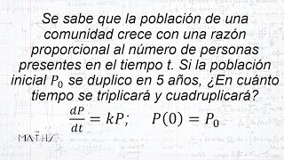 CRECIMIENTO y decrecimiento de población  Ecuaciones Diferenciales [upl. by Monteria]