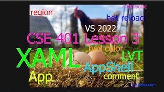 CSE 401 Lesson 3  XAML App region hot reload comment LVT AppShell VS 2022 [upl. by Ahras]