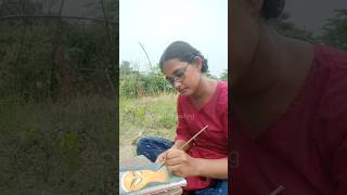 মুরগির পালোকের তুলি দিয়ে drawing করলাম 🎨 drawing shorts minivlog [upl. by Sanyu]