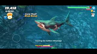 Hungry Shark World  Great White  XXL Shark  in Pacific Islands Gameplay [upl. by Enimaj]