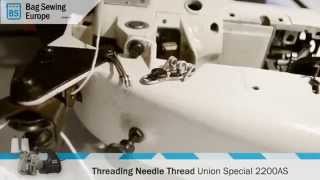 Threading the Needle of the Union Special 2200 AS GEO textile Sewing Machine [upl. by Ynnoj654]