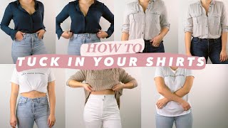 How to tuck in a shirt Tshirt chunky sweater button down shirt  Valentina Arjona [upl. by Aelyk182]