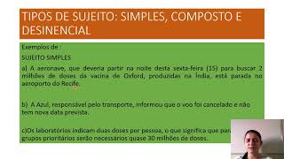 TIPOS DE SUJEITO SIMPLES COMPOSTO E DESINENCIAL 7 ANO [upl. by Ruffi]