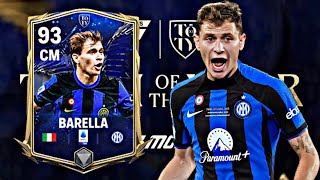 93 RATED TOTY BARELLA GAMEPLAY REVIEW FC MOBILE 24 [upl. by Arlo]