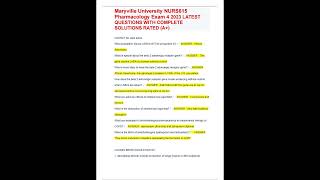 Maryville University NURS615 Pharmacology Exam 4 2023 LATEST QUESTIONS WITH COMPLETE SOLUTIONS RATED [upl. by Aleac]