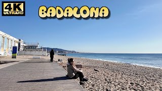 4K 60fps Badalona Beach  The Tourist Beaches  April 2024 Barcelona 🇪🇸 [upl. by Gayla150]