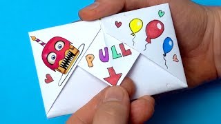 DIY Pull Tab Origami With Funtime Freddy From FNaF  Surprise Letter Folding Origami [upl. by Arimat]