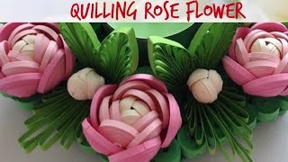 Quilling Rose Flower Tutorial 17 [upl. by Matilde]