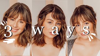 How to style curtain bangs 3 DIFFERENT WAYS Including flat iron [upl. by Atiz]