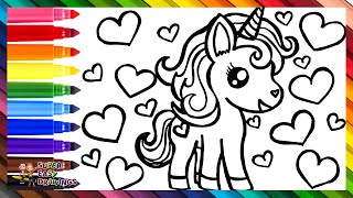 How To Draw A Unicorn 🦄 Drawing And Coloring A Cute Unicorn 🌈 Drawings For Kids [upl. by Edmonds]