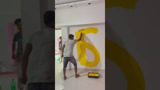 Wall painting yellow collar fast cort 🏡walldesigne walldesing wallpainting [upl. by Eelak]