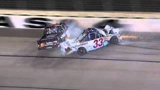 Kyle Busch wrecks Ron Hornaday under caution gets parked  2011 WinStar World Casino 350k [upl. by Aicelef]