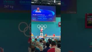 three times olympic champion Lasha Talakhadze olympicgames worldweightlifting sports [upl. by Ferrigno]