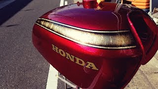 CB750four How to Custom Paint Motorcycle 【Gold Leaf amp Candy Red】 [upl. by Nwahsit]