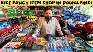 Bike Fancy Accessories Shop in Rawalpindi😱🔥 Cheap Price Bike Accessories🧐 Pak Moto [upl. by Aihtyc]