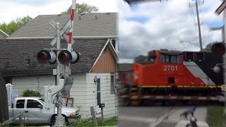 Railroad Crossing on Bartholomew Street Brockville ON Illinois Central CN [upl. by Ramedlav]