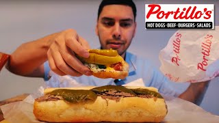 Portillos Beef and Hotdog Mukbang [upl. by Hannan879]