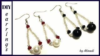 5 minutes DIY earrings Simple beaded earrings Beads earrings beginner pattern [upl. by Eveline]