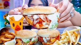 ASMR BURGER KING MUKBANG  EATING CHEESE WHOPPER BACON KING CHICKEN FRIES ONION RINGS messy [upl. by Bellanca]