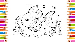 Fish Coloring Pages for Kids  Educational amp Fun Videos 🐟 [upl. by Samson]