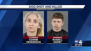 Mother son arrested after beating shooting dog tethered in neighbors yard SC officials say [upl. by Lillian]