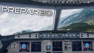 Prepar3D Aerosft A320 Landing Innsbruck  Visual Approach CircletoLand RWY 08 [upl. by Yirinec943]