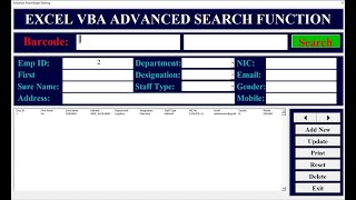 EXCEL VBA ADVANCED SEARCH FUNCTION  EMPLOYEE DATA BASE  Sobanan Knowledge Sharing [upl. by Enitsrik937]