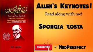 Spongia tosta Allens Keynotes  Read along with me [upl. by Griffie]