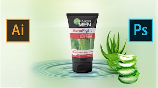 How to design Garnier men face wash mockup Ai  PS  illustrator photoshop [upl. by Scornik]