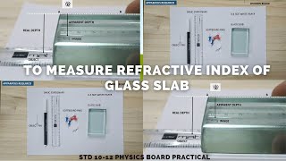 To Measure Refractive Index of glass slab using Real and Apparent Depth Method  STD 1012 Physics [upl. by Tina459]