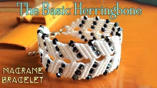 Macrame bracelet tutorial The basic herringbone pattern  step by step macrame idea craft guide [upl. by Adehsar]