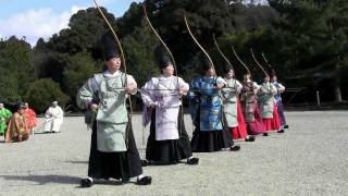 Kyudo Japanese archery ritual 小笠原流 百々手式 弓道 [upl. by Carbrey]