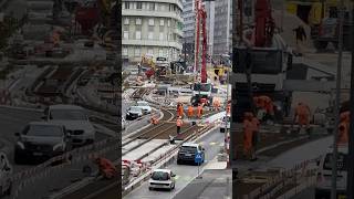 Lausanne les travaux du Tramway RenensLausanne Flon [upl. by Ahsek809]