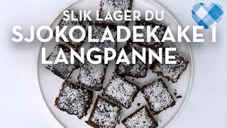 Oppskrift på en skikkelig klassisk sjokoladekake i langpanne med kokosstrø  TINE Kjøkken [upl. by Ariik455]