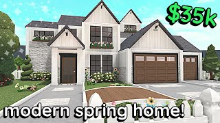 35k Spring Modern Bloxburg House Build 2 Story Exterior Tutorial [upl. by Blynn]