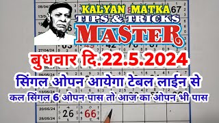 KALYAN MATKA TIPS AND TRICKS MASTER TODAY 2252024 KALYAN TODAY TEBLE TRICK LINE JODI [upl. by Eimas]