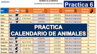 PRACTICA DEL CALENDARIO DE PUBLICACION DE ANIMALES EXCEL [upl. by Ynattyrb]