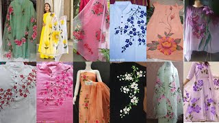 Hand Painted Dress Designs 2024  Hand Paint FabricIdeas  Fabric Paint Dresses [upl. by Ibmab]