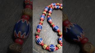 Glassbeaded Necklace Collection Chevron GlassAgate Carnelian beaded necklace and beads necklace [upl. by Yarazed]