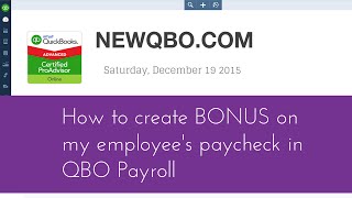 QuickBooks Online Payroll How to create BONUS paycheck for your employee in QBO Payroll [upl. by Coke769]