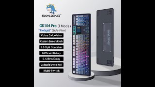 SKYLOONG GK104 Pro Full Size 3 Mode Wireless Mechanical Keyboard with 2 0 Screen 3 Knobs Hot Swappab [upl. by Demahom]