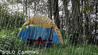 solo camping during heavy rain and storms sleeping in a very comfortable and relaxing tent [upl. by Kan579]