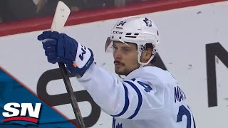 Maple Leafs Auston Matthews Gets MVP Chants After Scoring Hat Trick vs Flames [upl. by Atile983]