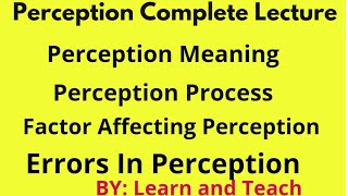 Perception in hindi  perception process and errors in perception [upl. by Liek]